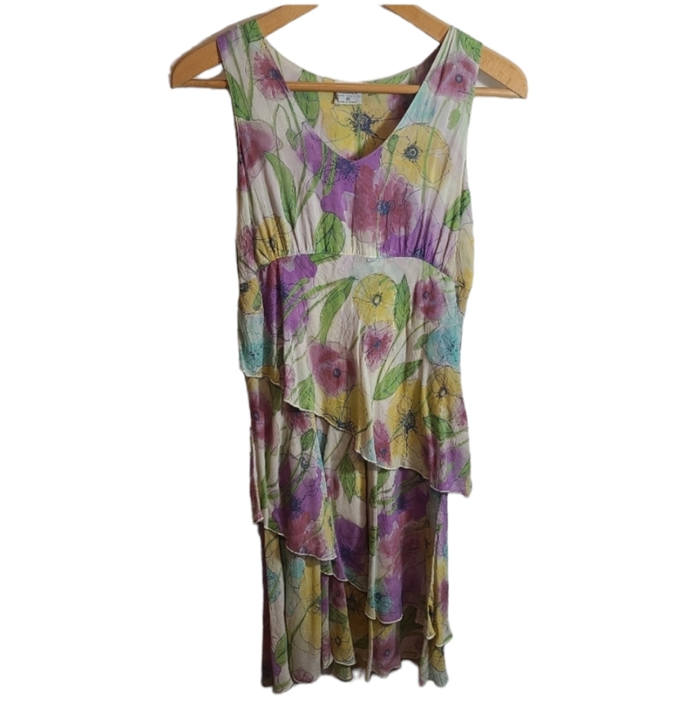 Click By Color Me Dress Cotton Made in USA Tiered Ruffleed Midi Dress
